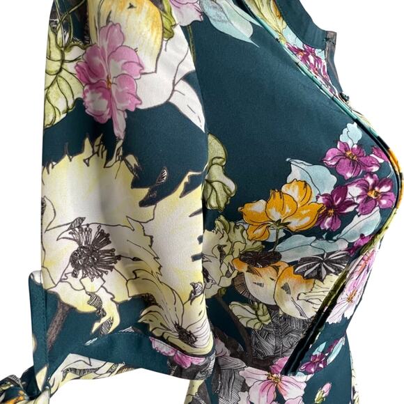 Aliyah Lace-Up Fit & Flare Romantic Floral Midi Dress Women’s XS - Picture 5 of 14